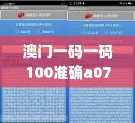 澳门一码一码100准确a07版,全面数据应用分析_uShop10.571